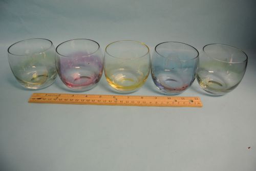 SET OF 5 IRIDESCENT ROUND GLASS CUPS