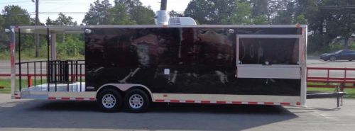 Concession trailer 8.5&#039;x30&#039; black - bbq smoker event food catering for sale