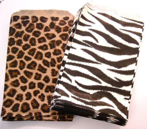 100 4x6 leopard and zebra print merchandise/treat/gift bags