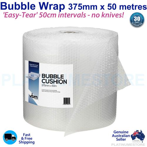 Bubble Wrap Roll 50M x375mm Perforated Bubblewrap Clear 10mm Air Bubbles