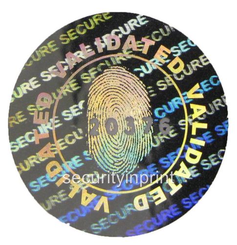 294 &#034;FINGERPRINT&#034; Hologram security stickers labels + serial no&#039;s 20mm C20-1SSN