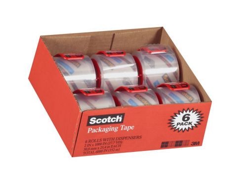 Scotch 3850 Shipping Packaging Tape - 2&#034; x 27.7 yds. - 6 Rolls with Dispensers