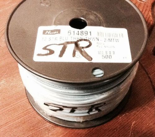 12 THHN THWN MTW stranded copper wire 500&#039; NEW Blue