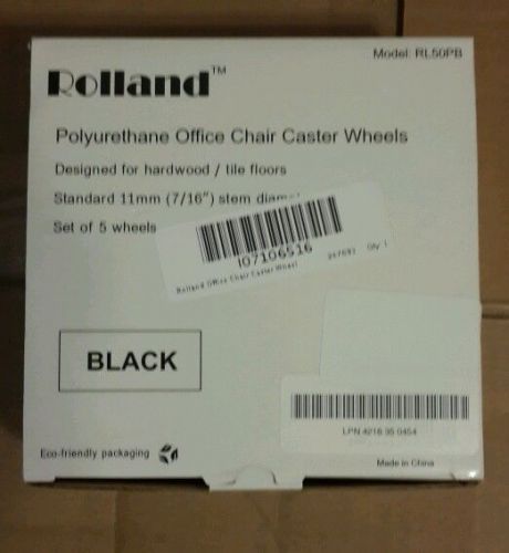 Rolland office chair caster wheels for hardwood / tile flooring set of 5 rl50pb for sale