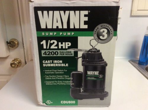 WAYNE Sump Pump CDU800 1/2HP New!