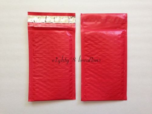 80 RED Color 4x7 Bubble Poly Mailers Shipping Padded Packaging Envelope Bags