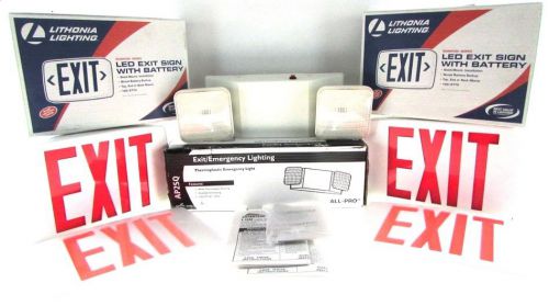 Lithonia lighting/all-pro exit signs &amp; thermoplastic emergency light bundle for sale