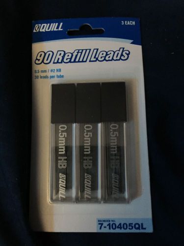 Quill 7-10405QL   0.5mm HB mechanical pencil lead refill  3 tubes = 90 leads