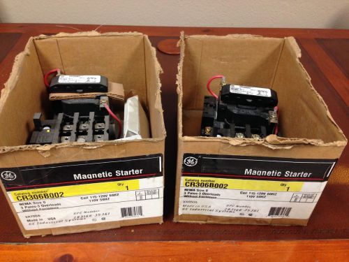 Lot of 2 NEW IN OPEN BOX GE CR306B0** Motor Starters with O/L Relays