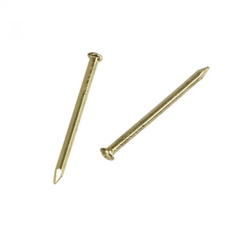 Brass plated steel upholstery shade bracket nails 3/4&#034; - package of approx 114 for sale