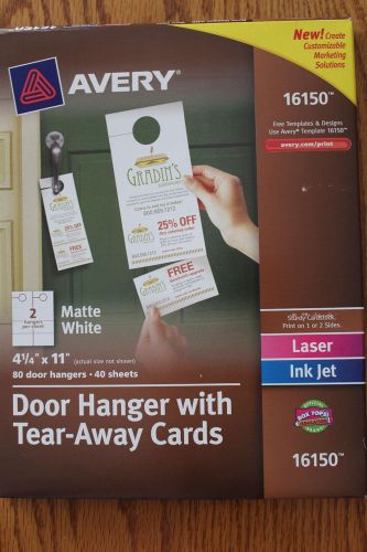 Avery 16150 Door Hanger w/Cards, Printable, 40/ 4-1/4&#034;x11&#034;, 80/cards,  New