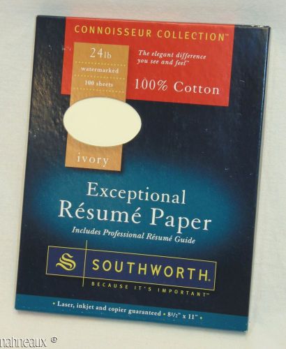 24lb Ivory EXCEPTIONAL RESUME PAPER 100% Cotton Watermarked 100 Sheets Laser Ink