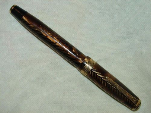 Vintage 1934 Parker Royal Challenger Herringbone Fountain Pen Button Filler