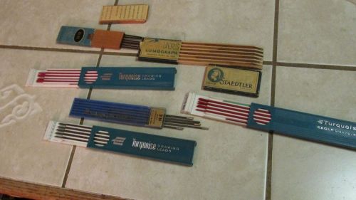 Drawing &amp; Pencil Lead LOT - Eagle Turquoise + Staedtler &amp; Mars Lumograph Leads