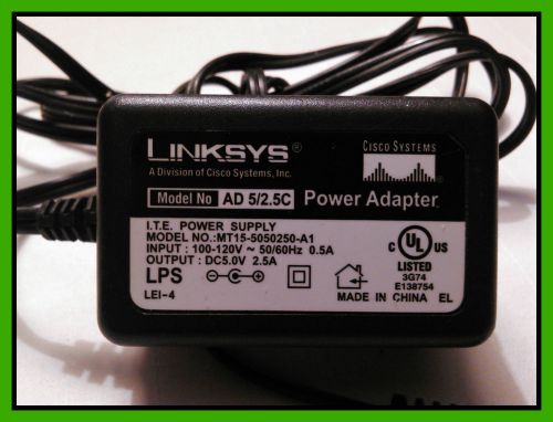 LINKSYS Power Supply Adapter Model MT15-5050250-A1 5 VDC 2.5A AD5V