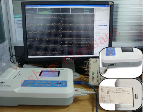 3 channel 12-LEAD color ECG EKG machine+PC software Electrocardiograph+3 Y Warra