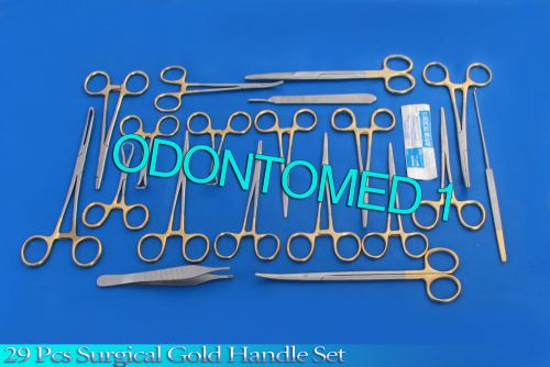29 pcs gold handle feline canine student dissection spay pack kit + blades #15 for sale