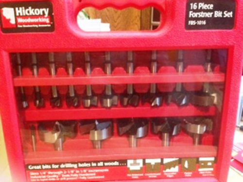 Hickory Woodworking 16 piece Forstner bit set with case, unused.