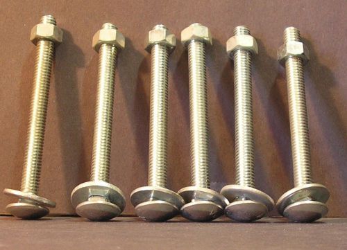 Set of 6 1/4 by 3-1/2 inch carriage bolts dra with nuts and washers for sale