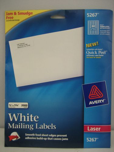 Open Pack 1360 Labels Avery 5267 White Return Address Mail Labels 1/2&#034; x 1-3/4&#034;