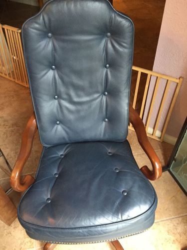 Navy Blue High Back Leather Desk Chair