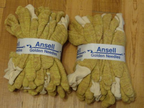 12 Pairs Ansell Golden Needles Thick Cut Resistant Gloves Size L Color Beige