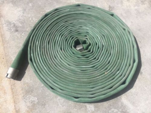 Green double jacket fire hose 1.5&#034; x 100 ft w/aluminum couplings for sale