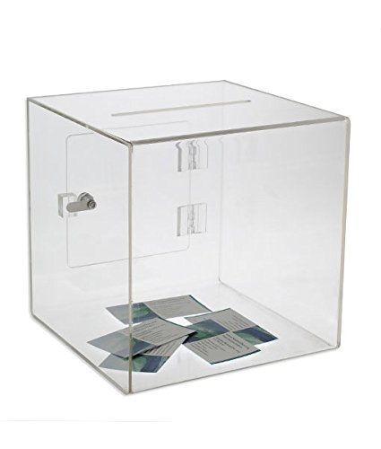 SourceOne Small 6 Inch Premium Clear Acrylic Ballot Box Donation Box Cube