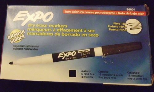 Expo Low-Odor Dry Erase Markers Fine Point 12-Pack Black New 1 Dozen Item #86001