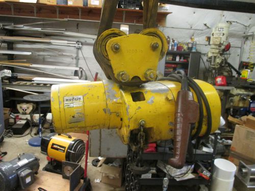 Budgit 1/2 ton 3 phase hoist with trolley model 113453-5 10 ft. lift 16 fpm for sale