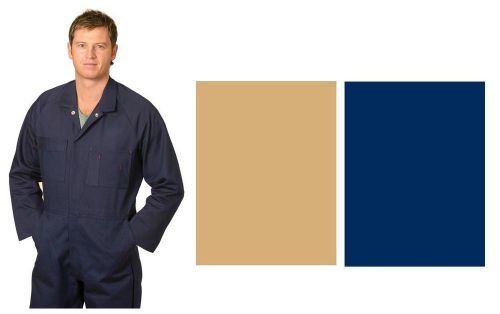 NEW MENS COTTON DRILL COVERALL LONG SLEEVE OVERALL KHAKI NAVY WORK WEAR BUILDER