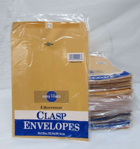 Paper world 72 packs of 4 heavyweight clasp envelopes 9&#034; x 12&#034; 288 total envelop