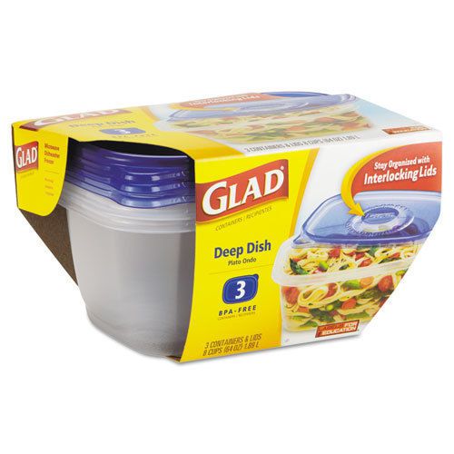 GladWare Deep Dish Food Storage Containers, 64 oz, 3/Pk, 6 Pk/Ctn
