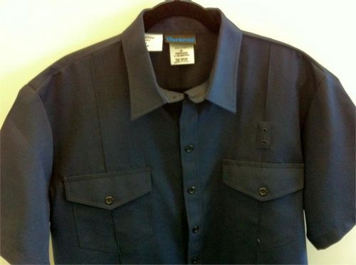 Navy Blue FR Fire Resistant Short Sleeve Shirt &amp; Badge Tab Uniform Size 48 XL