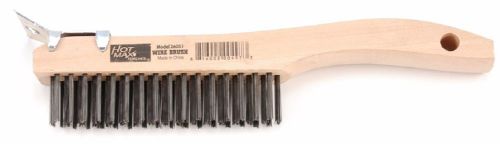 Lot 2x (two) brand new max hot 12in shoe handle wire brush-wire brush w/scraper for sale