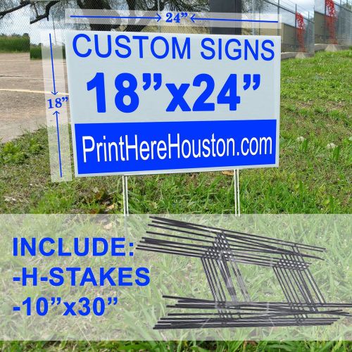 100 18x24 Custom Corrugated Plastic Corex Real Estate Investor Signs + Stakes