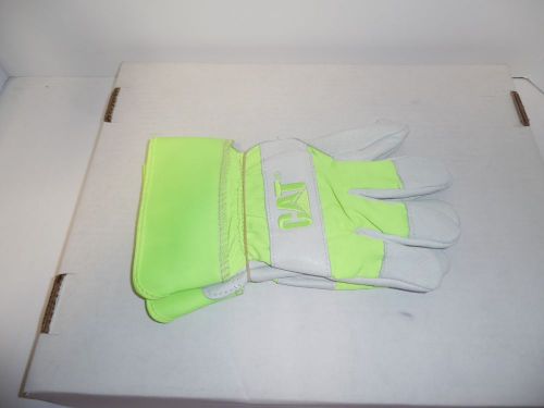 Brand New  CAT Men&#039;s High Visibility Leather Gloves size L fast shipping