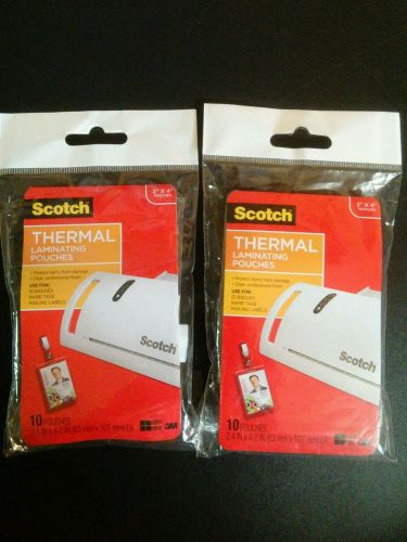 20 pouches 3M Scotch TP5852-10 Thermal Laminating Pouches ID Badge w/ Clip 2&#034;x4&#034;