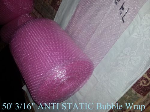 50 ft PINK Anti-Static Bubble Wrap/Roll! SMALL Bubble! Perforated! 3/16&#034; LOT50