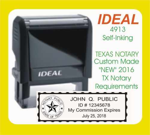 Texas Notary Public, Trodat/Ideal 4913, Custom, Self-Inking Rubber Stamp
