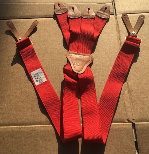 NEW LION FIREFIGHTER SUSPENDERS RED TURNOUT BUNKER GEAR FIRE FIGHTING