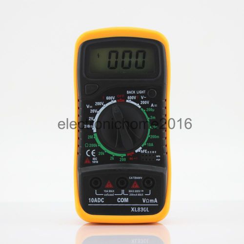 Yellow Digital LCD Multimeter DC AC Voltmeter Ammeter OHM XL-830L Tester