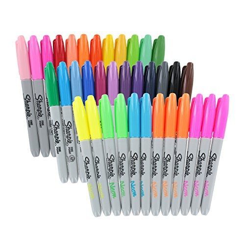 Sharpie Permanent Markers, Fine Point, Assorted Colors, Pack of 36
