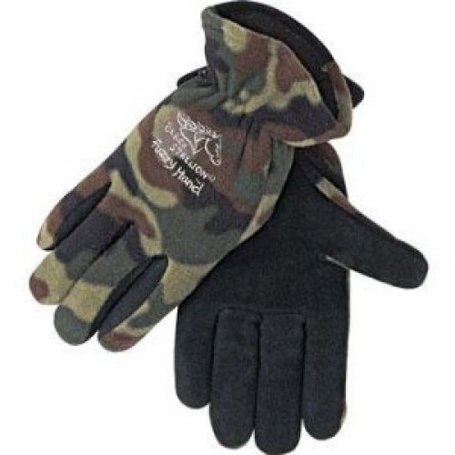 Black stallion 15fh-camo fuzzyhand polar fleece and split cowhide winter gloves for sale