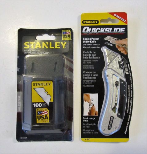 NEW ~ Stanley Retractable Utility Knife Quickslide and 100 pk Replacement Blades
