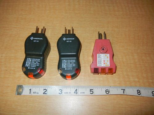 Lot of 3 Voltage testers Greenlee GT-10 &amp; GB GFI-501A Circuit Polarity Tester