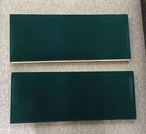 SET OF 2 FLAT GREEN VELVET TOP BEIGE SIDE RISERS FOR JEWELRY CASE DISPLAY NICE!