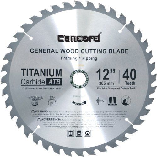 Concord blades wcb1200t040hp 12-inch 40 teeth tct general purpose hard &amp; soft for sale