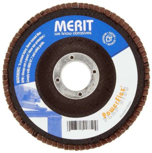 Merit Powerflex Abrasive Flap Disc, Type 27, Round Hole, Fiberglass Backing, Zir