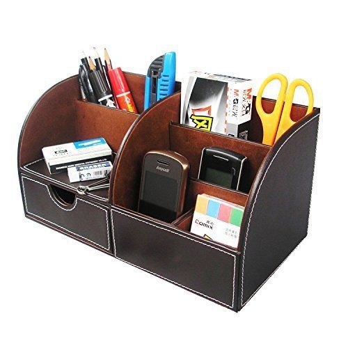 ™ 7 storage compartment multifunctional pu leather desk organizer desktop for sale